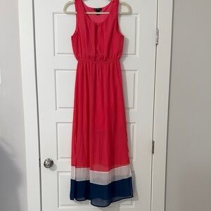Patrons of Peace Pink Maxi Dress with Colorblock Hem